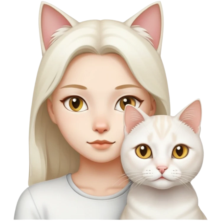 A white jinjila cat with a girl emoji