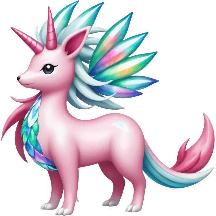 Celestial Magical sparkly shiny glittery Shaymin-Suicune-Milotic-Amaura-Pokémon-Fakémon-fusion, full body emoji