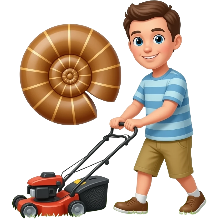 ammonite mowing the lawn with a lawn mower emoji