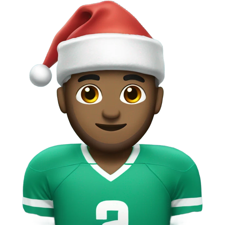 Hockey player with a Christmas hat wearing a tropics jersey emoji