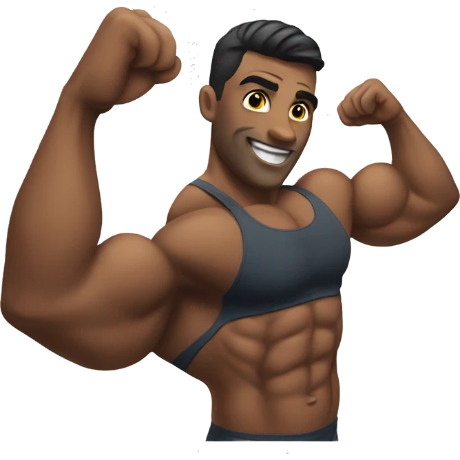 Bodybuilder showing off his  emoji