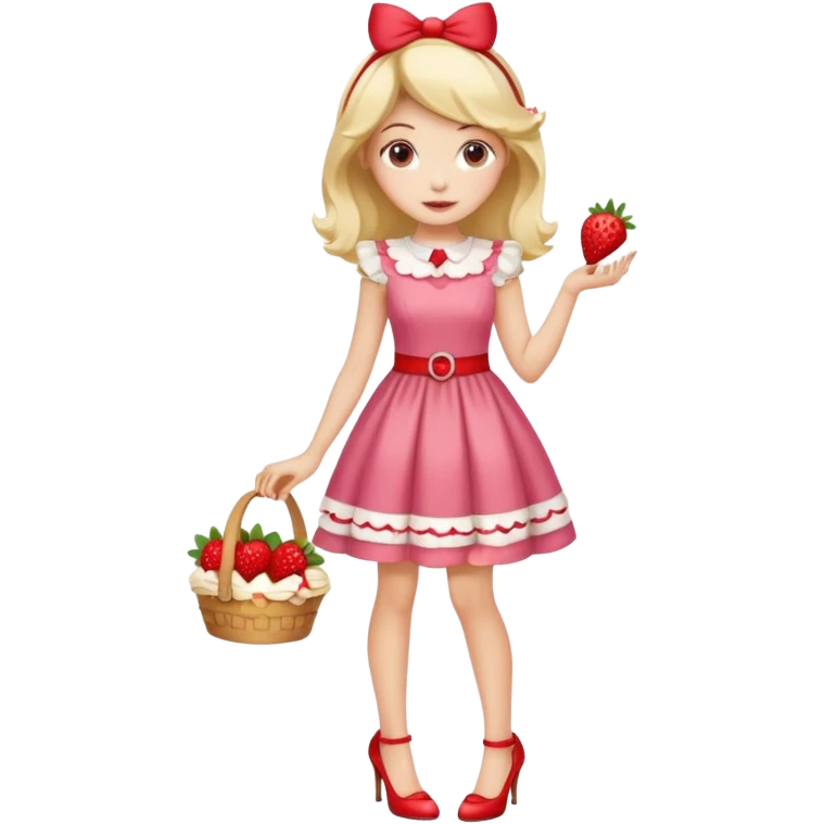 pretty and cute realistic modern day strawberry shortcake full body with high heels emoji emoji