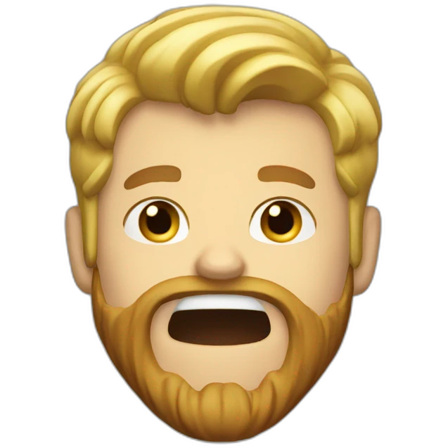 guy with blonde hair and brown beard shouting goal emoji