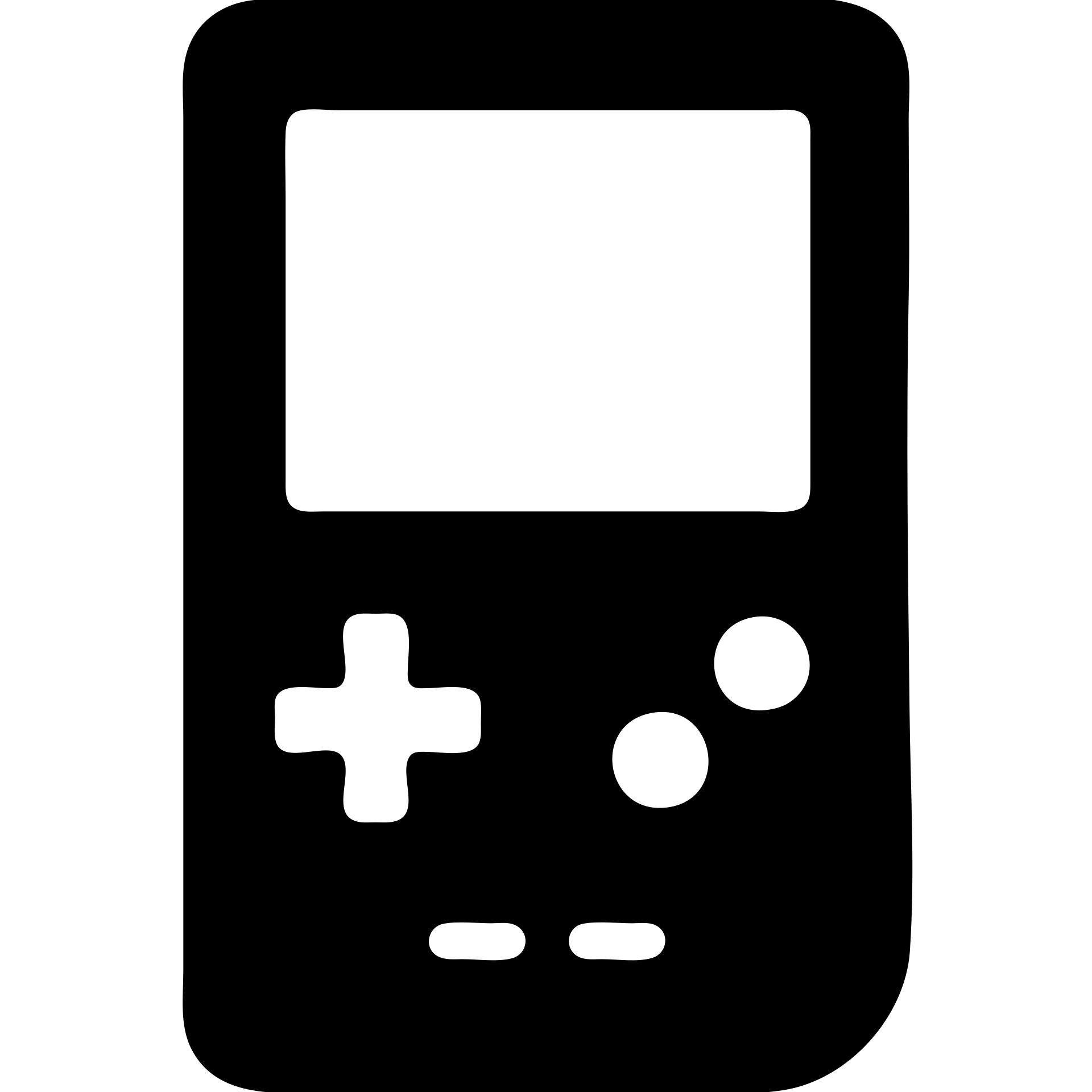 GameBoy, solid icon style, filled silhouette, no internal details, strong and bold presence, instantly readable emoji