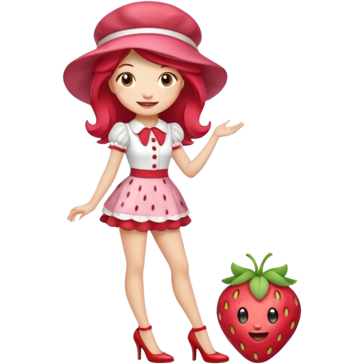 pretty and cute realistic modern day strawberry shortcake full body with high heels emoji emoji