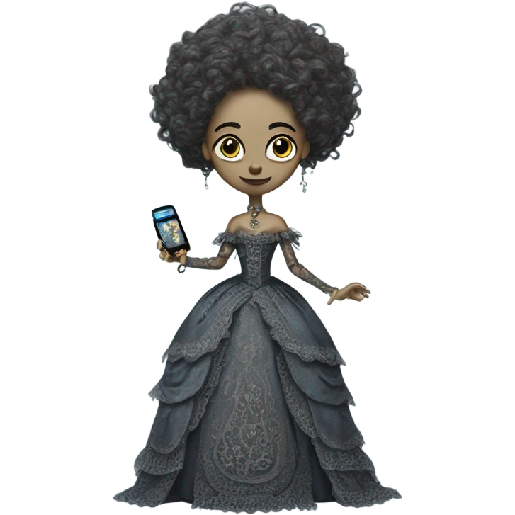 alien galora in Victorian dress elegant, full body, holding usb key emoji
