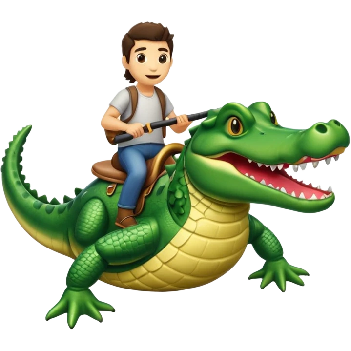 Calvy Barra riding a alligator  emoji