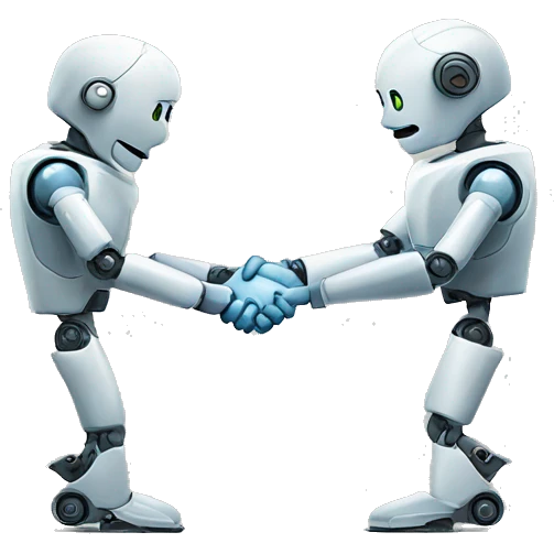 shaking hands (robot and medical) emoji