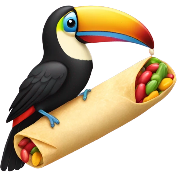 A toucan kissing a bean burrito emoji