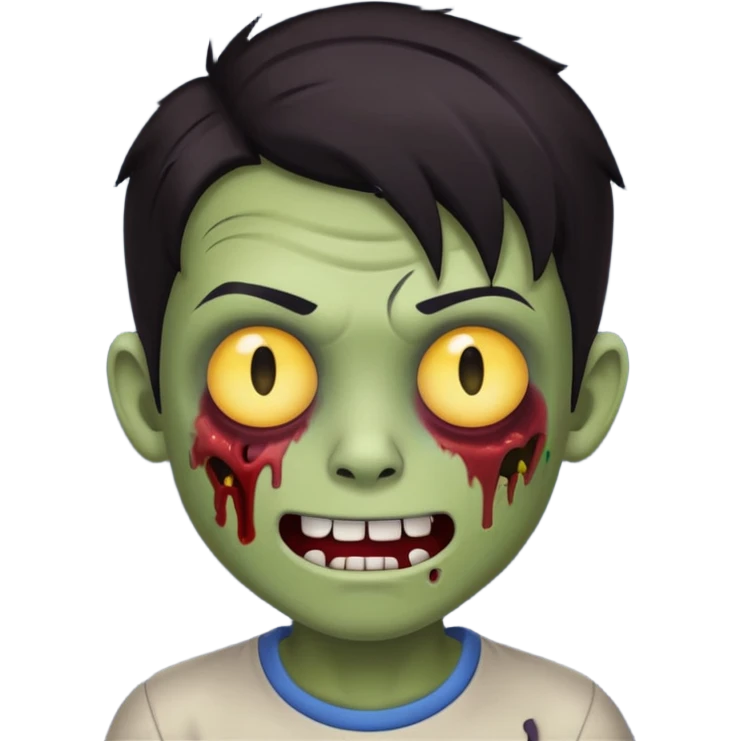 boy zombie with dark hair, winking, emoji style emoji