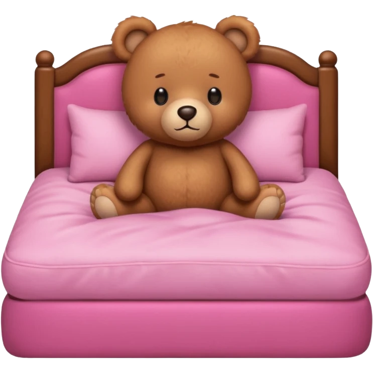 Cute Brown Teddy bear in pink bed emoji