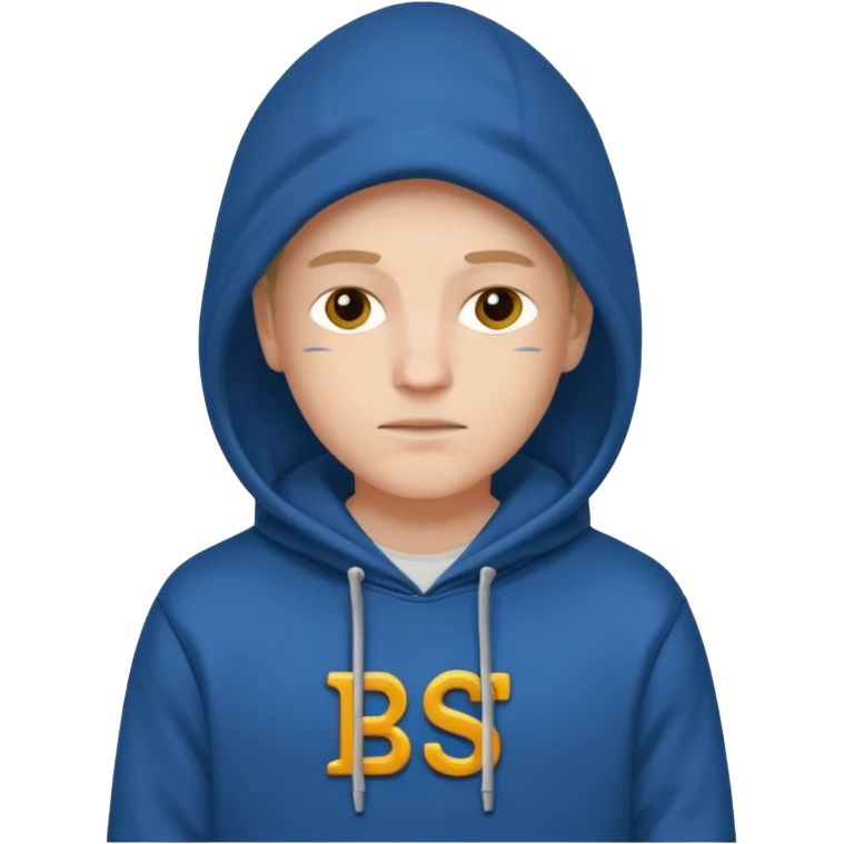 make an image of white person wearing hoodie with BST letters on it emoji