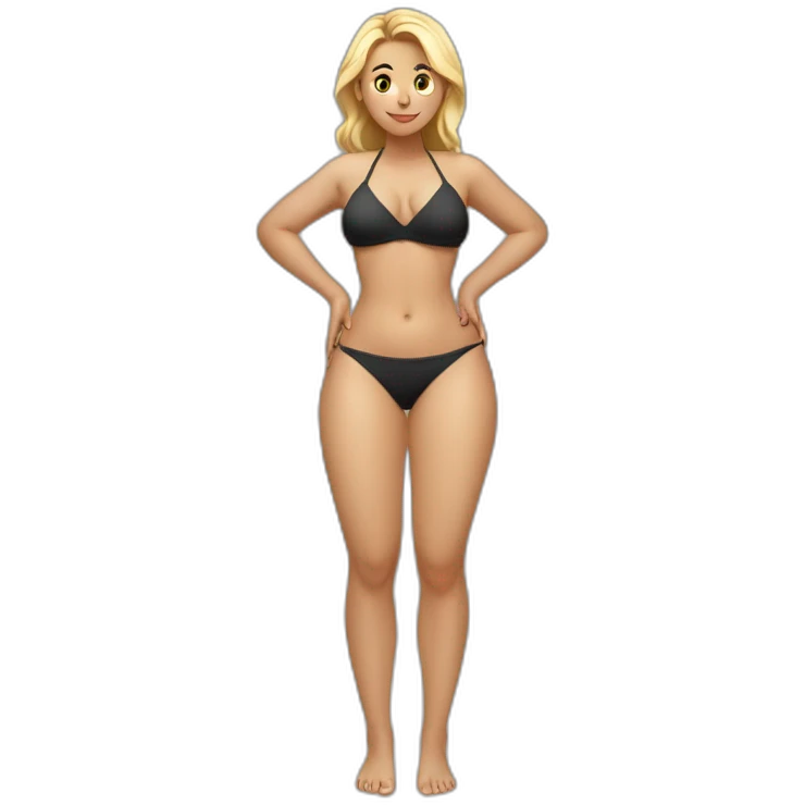 Slim-thicc Caucasian woman small bikini pose (beach body) emoji