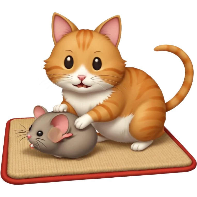 a cat with a bat hitting a fat rat under a mat emoji