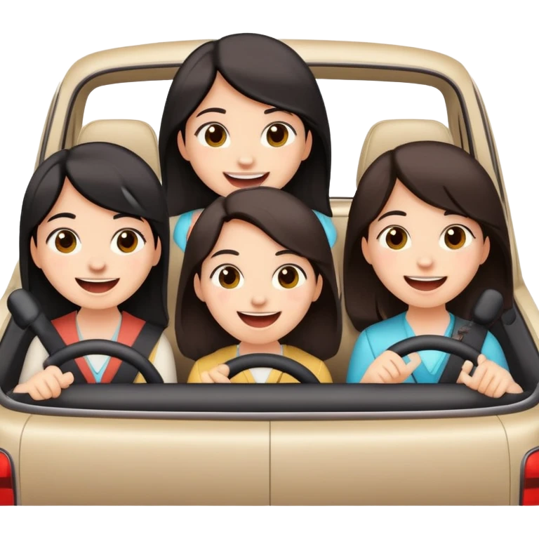 3 dark haired girls singing in a car emoji