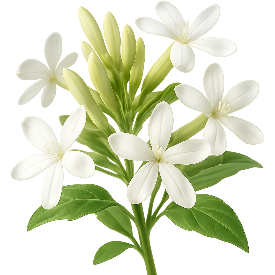 Create 3D iOS-style realistic soapwort (Saponaria) flowers with delicate white petals, green stems and leaves, soft lighting, and a glossy effect. The image should have no background. Style: GPT Image style. emoji