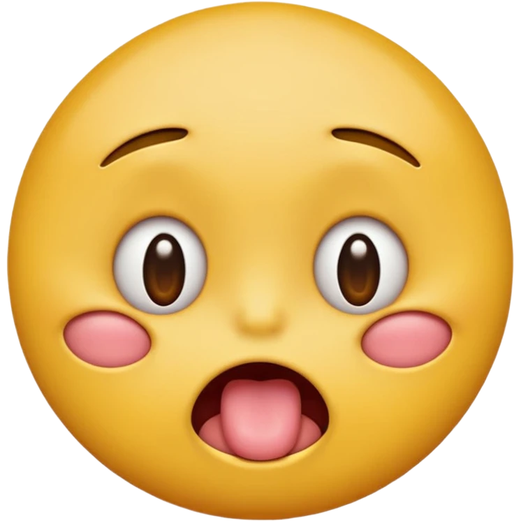 Round yellow emoji face with a bored expression, downturned mouth and tongue poking out, half opened eyes emoji