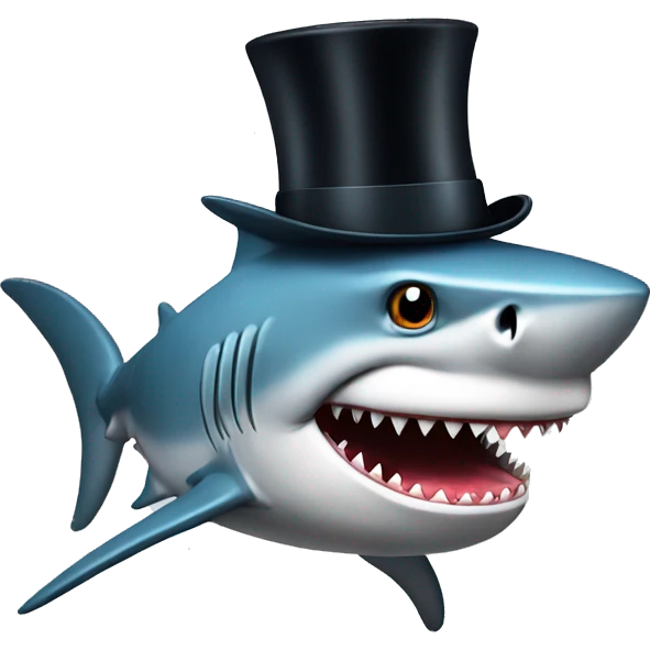 Shark with a top hat emoji