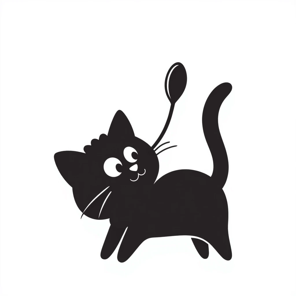 playful cat balancing a spoon on its nose emoji