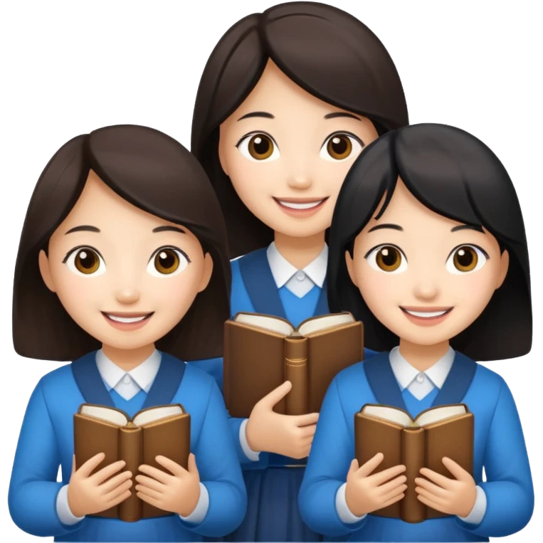8 asian girls in a group, holding bibles emoji