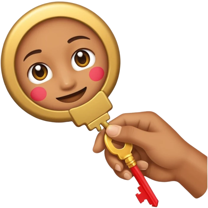 hand holding a key, close-up view, emoji style emoji