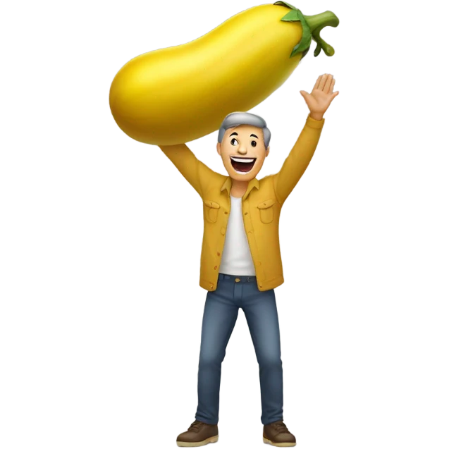Man waving yellow eggplant  emoji