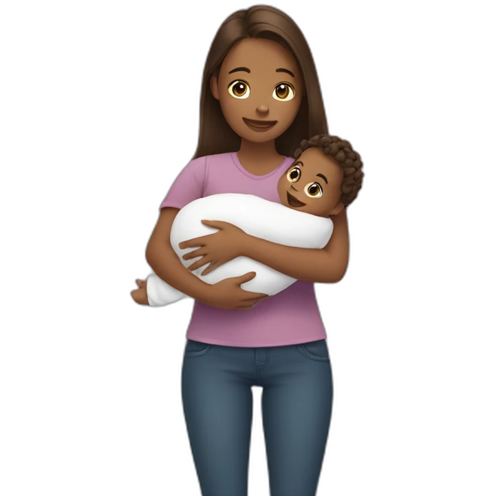 Girl holding baby emoji