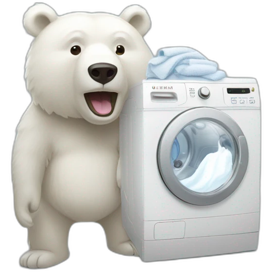 Un ours blanc anthropomorphe qui repasse du linge emoji
