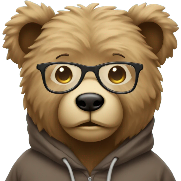 Cuddly teddy bear with glasses and hoodie emoji
