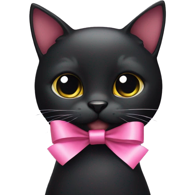 Black cat with pink ribbon emoji