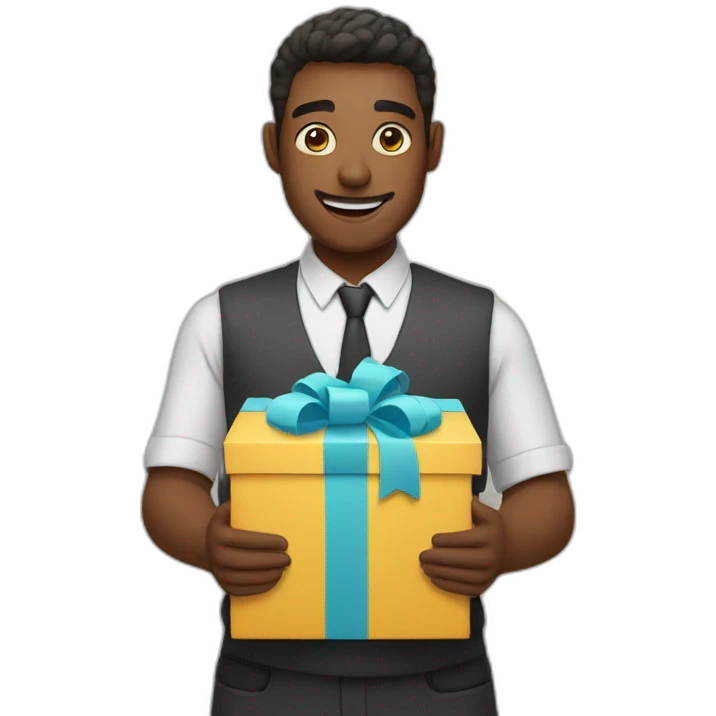 A man giving a gift emoji