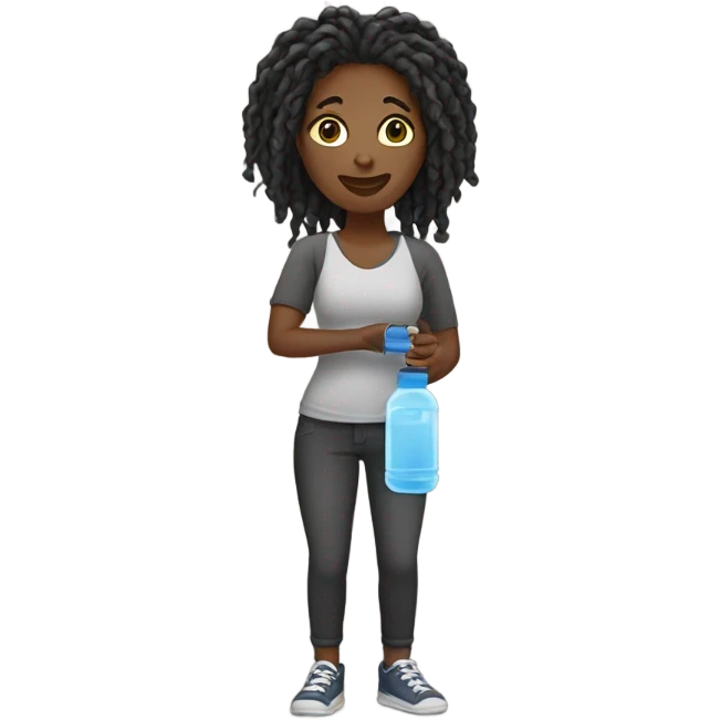 Black lady with locs drinking bottle emoji