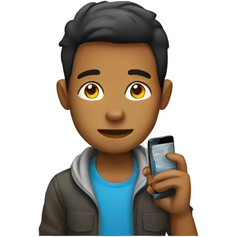 a young man lazy with mobile a main emoji