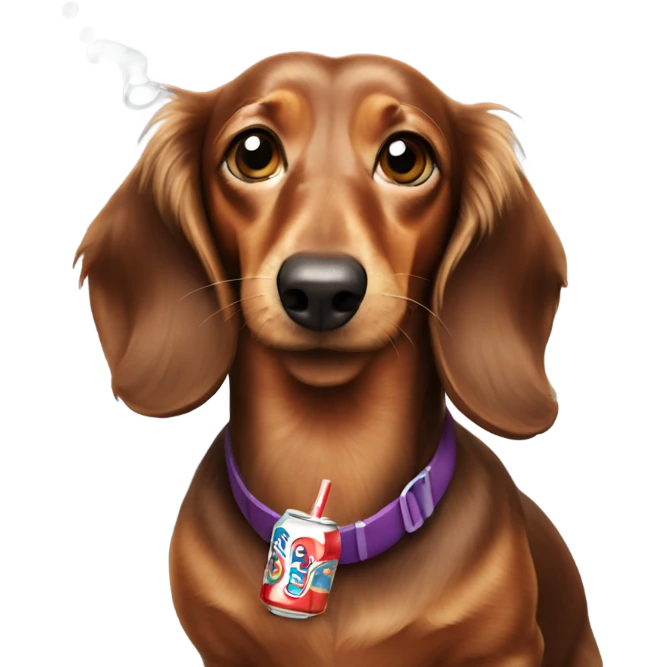 longhaired dachshund drinking cola emoji