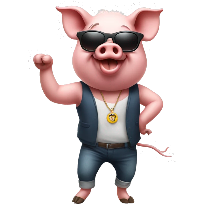 Pig wearing sunglasses and dancing emoji