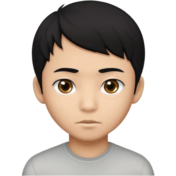 Dark Asian boy with black hair black eyes emoji
