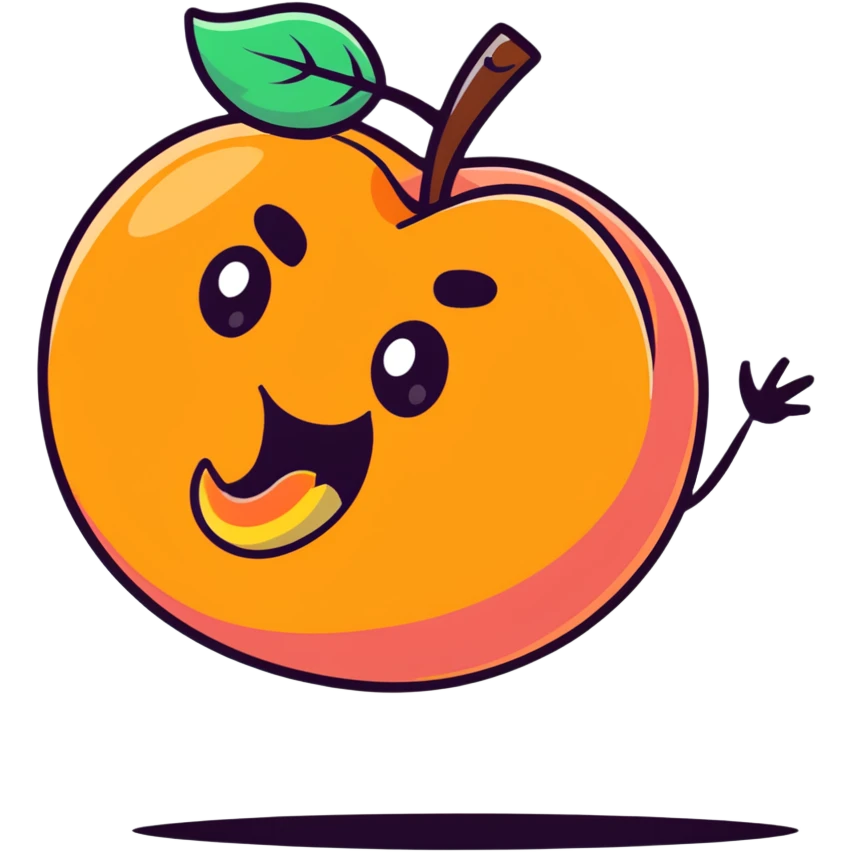 character biting into a juicy peach emoji