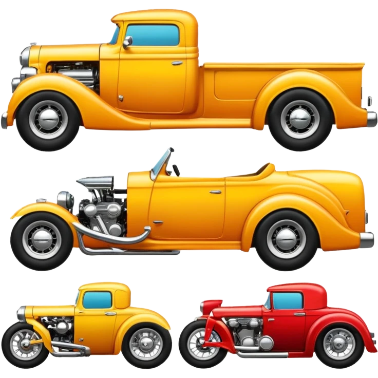 Hot Rod and Custom car & bike emojis emoji