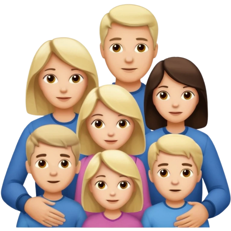 a large family of a blond father, a brunette mother, an older son, two younger twin brothers and a daughter emoji