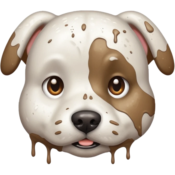 very muddy and dirty white dog face  emoji