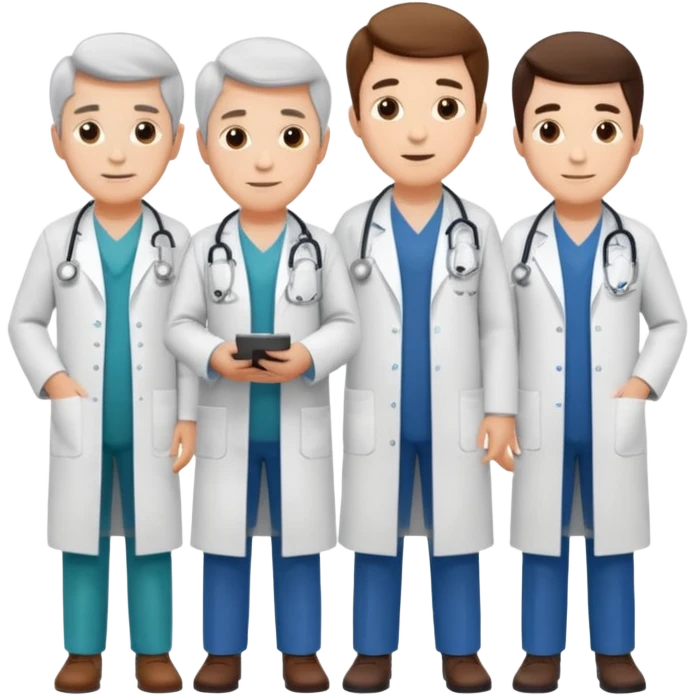 5 doctor staff all men make the differ in age make some space between em emoji