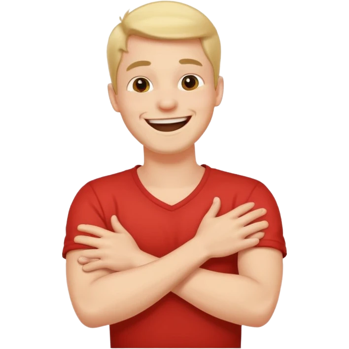 Arms crossed holding neck laughing guy emoji