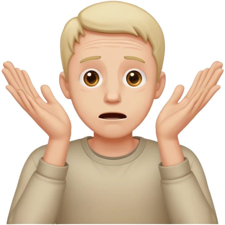 anxious man desperately begging with outstretched arms and pleading expression saying please don't leave me emoji
