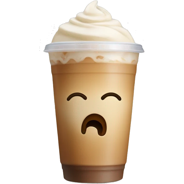 Small iced latte in a plastic cup with no face emoji