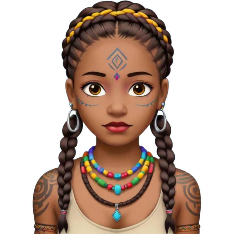 tribal girl Tattooed, DO NOT wearing necklace emoji