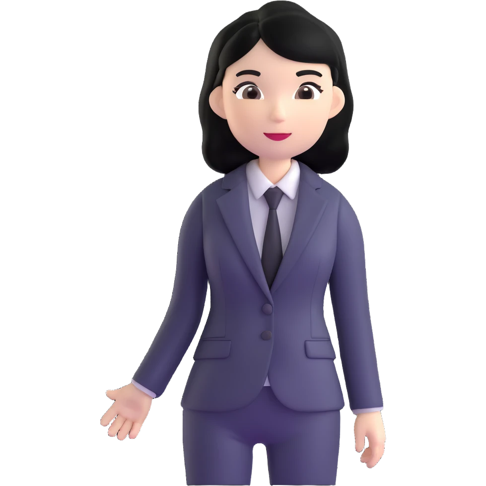 white woman with black hair in a suit emoji