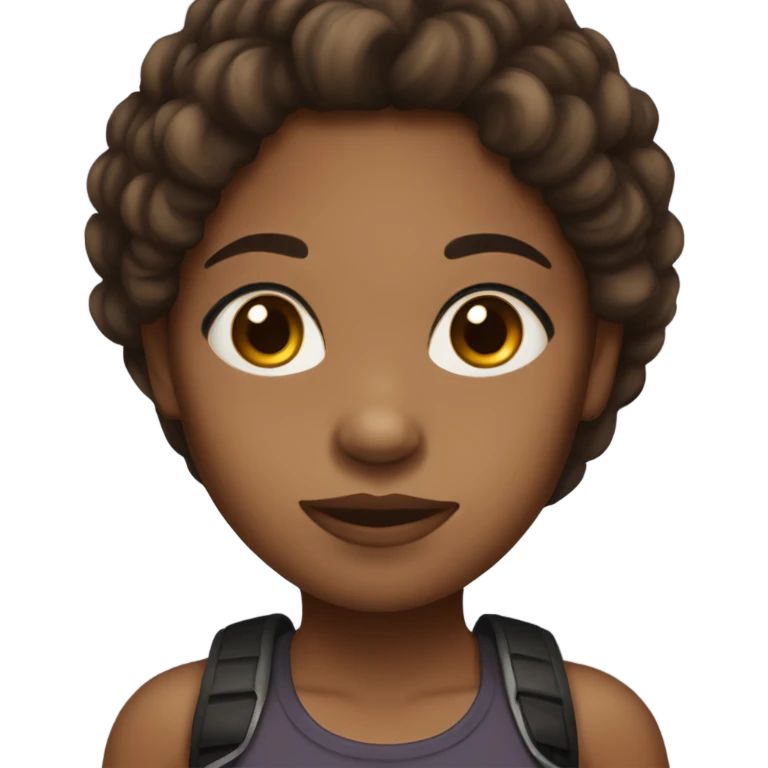 Light Brown skin colored girl with black and brown hair, brown eyes emoji