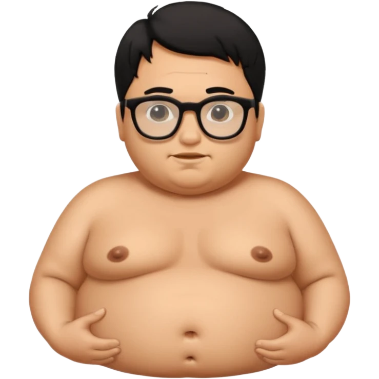 fat naked tan man with small penis with black hair and black glasses emoji