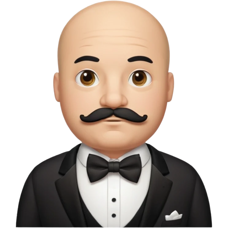 fat Bald guy with thick black mustache & bow tie emoji
