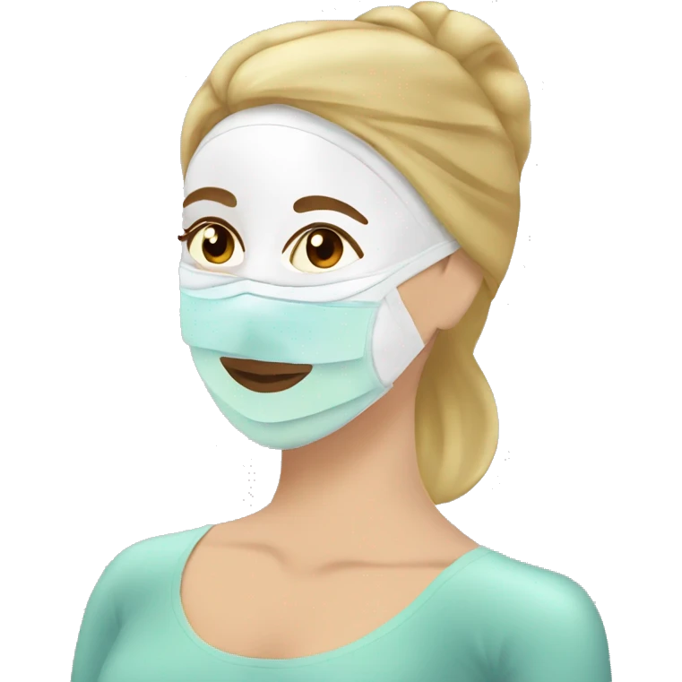 Lady with face mask spa beauty full face relaxing emoji